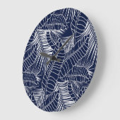 Tropisch blad, marineblauwe achtergrond grote klok (Hoek)