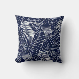 Tropisch blad, marineblauwe achtergrond kussen
