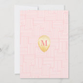 Tropisch blad marmer roze goudverjaardagsuitnodigi kaart (Achterkant)