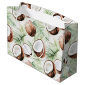 Tropisch blad met kokosnoten   groot cadeauzakje (Achterkant Gekanteld)