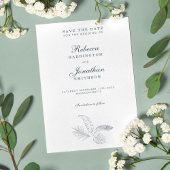 Tropisch blad Minimale bruiloft Bewaar de datum I Kaart