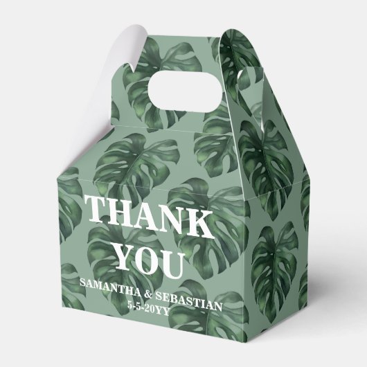 Tropisch blad Monstera groen favoriet doos Bedankdoosjes (Voorkant Zijde)