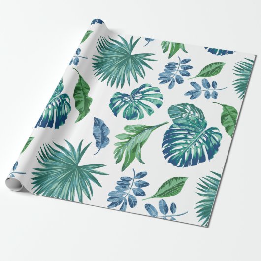 Tropisch blad Monstera Waterverf Cadeaupapier (Uitgerold)