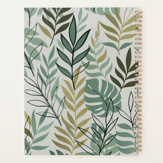 Tropisch blad Naadloos Patroon – Groen & Goud Bota Planner (Achterkant)