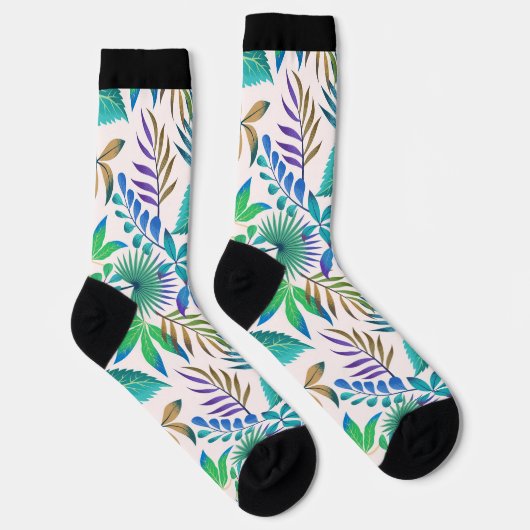Tropisch blad naadloos patroon sokken (Rechts)