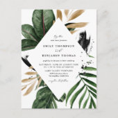 Tropisch blad nep goud folie bruiloft uitnodiging briefkaart (Voorkant)