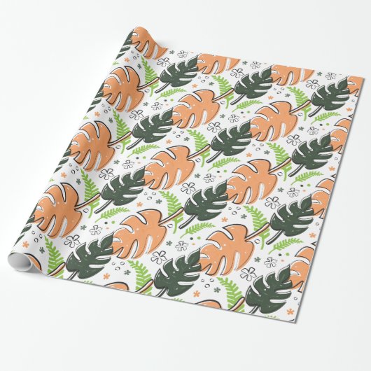 tropisch blad, omslagpapier cadeaupapier (Uitgerold)