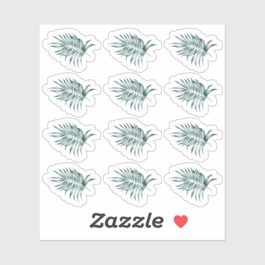 Tropisch blad Palmblad Groen Waterverf Sticker (Vel)