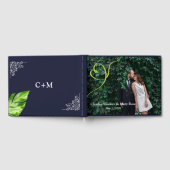 Tropisch blad retro getrouwd foto gastenboek (Volledig)