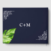 Tropisch blad retro getrouwd foto gastenboek (Achterkant)