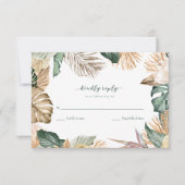 Tropisch blad strand bruiloft RSVP Kaartje (Voorkant)