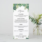Tropisch blad trouwbuffetmenu menu (Staand voorkant)