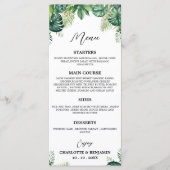 Tropisch blad trouwbuffetmenu menu (Voorkant)