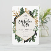 Tropisch blad virtuele afstuderen-uitnodiging (Staand voorkant)