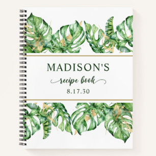 Tropisch blad Watercolor Receptenboek Notitieboek