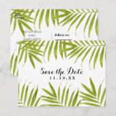 Tropisch blad zomer bruiloft save the date aankondigingskaart (Voorkant / Achterkant)