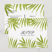 Tropisch blad zomer elegante trouwerij RSVP Uitnodiging Briefkaart (Voorkant / Achterkant)