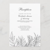 Tropisch blad zwart wit receptie informatiekaartje (Voorkant)