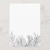 Tropisch blad zwart wit receptie informatiekaartje (Achterkant)