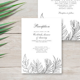 Tropisch blad zwart wit receptie informatiekaartje