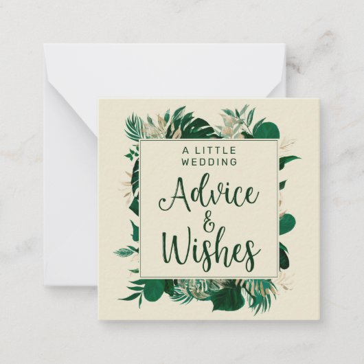 Tropisch Bladblad Bruiloft Advies & Wensen Notitiekaartje (Voorkant)