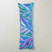 Tropisch bladblauw roze patroon lichaamskussen (Achterkant (Verticaal))