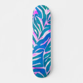 Tropisch bladblauw roze patroon persoonlijk skateboard (Voorkant)