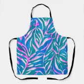 Tropisch bladblauw roze patroon schort (Voorkant)
