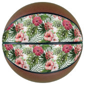 Tropisch bladerblad van hibiscus bloemen basketbal (Voorkant)