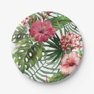 Tropisch bladerblad van hibiscus papieren bordje