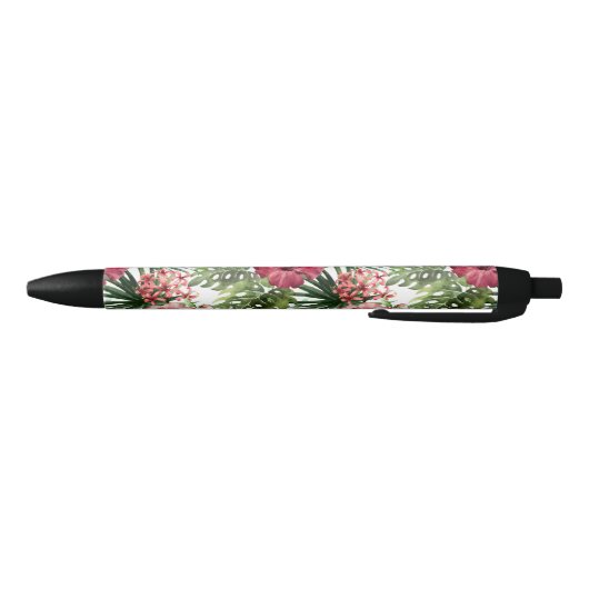 Tropisch bladerblad van hibiscus zwarte inkt pen (Bodem)