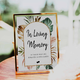 Tropisch Bladeren Boog Frame In Loving Memory Bord Poster