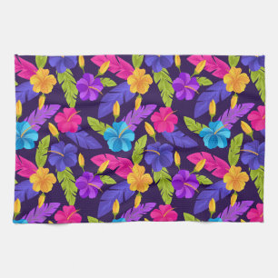 Tropisch bladeren en bloemen patroon-23857 theedoek