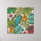 Tropisch Bladeren Patroon - Boho Bloemendecoratie Canvas Afdruk (Voorkant)