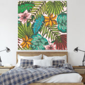 Tropisch Bladeren Patroon - Boho Bloemendecoratie Canvas Afdruk (Insitu (Slaapkamer))