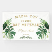 Tropisch bladgoud Bat Mitzvah welkomstbord Spandoek (Horizontaal)