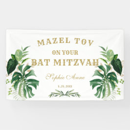 Tropisch bladgoud Bat Mitzvah welkomstbord Spandoek