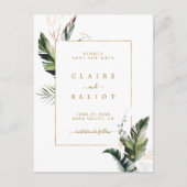 Tropisch Bladgroen Goud Bruiloft Save the Date Aankondigingskaart (Voorkant)