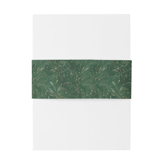 Tropisch Bladgroen Goud en Groene Bruiloft Uitnodigingen Wikkel (Achterkant Voorbeeld)