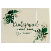 Tropisch Bladgroen & Gouden Bruidsmeisje Swag Groot Cadeauzakje (Achterkant)