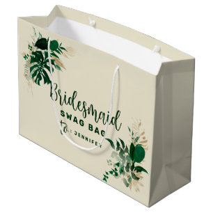 Tropisch Bladgroen & Gouden Bruidsmeisje Swag Groot Cadeauzakje