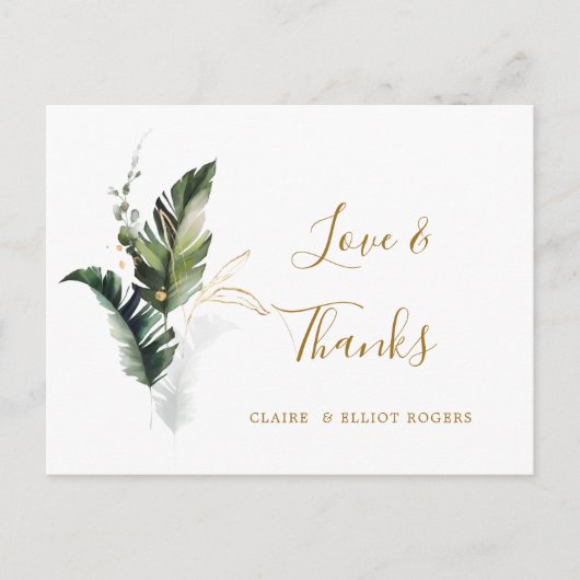 Tropisch Bladgroen Gouden Bruiloft Dank u Briefkaart (Voorkant)
