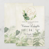 Tropisch bladgroen Het is een meisje baby shower Kaart (Voorkant / Achterkant)