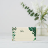 Tropisch Bladgroen Modern Huwelijkstafelnummer Plaatskaartje (Staand voorkant)