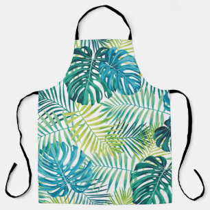 Tropisch bladontwerp met groene/blauwe handpalm en schort