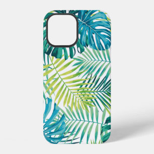 Tropisch bladontwerp met groene/blauwe palm en iPhone 12 hoesje