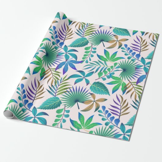Tropisch bladpatroon cadeaupapier (Uitgerold)