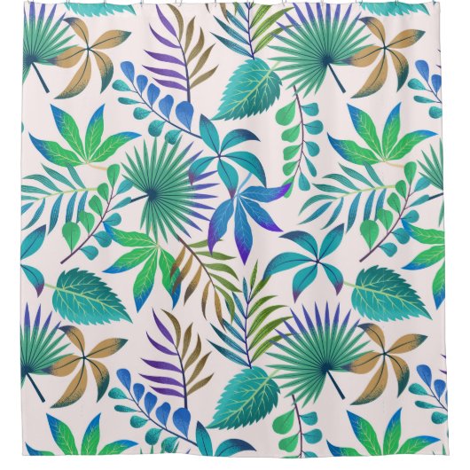 Tropisch bladpatroon douchegordijn (Voorkant)