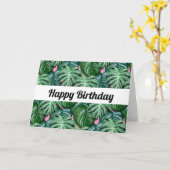 Tropisch Bladpatroon - Groene Verjaardagsfoliage Kaart (Gele Bloem)