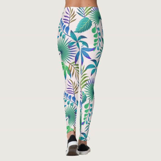 Tropisch bladpatroon leggings (Achterkant)